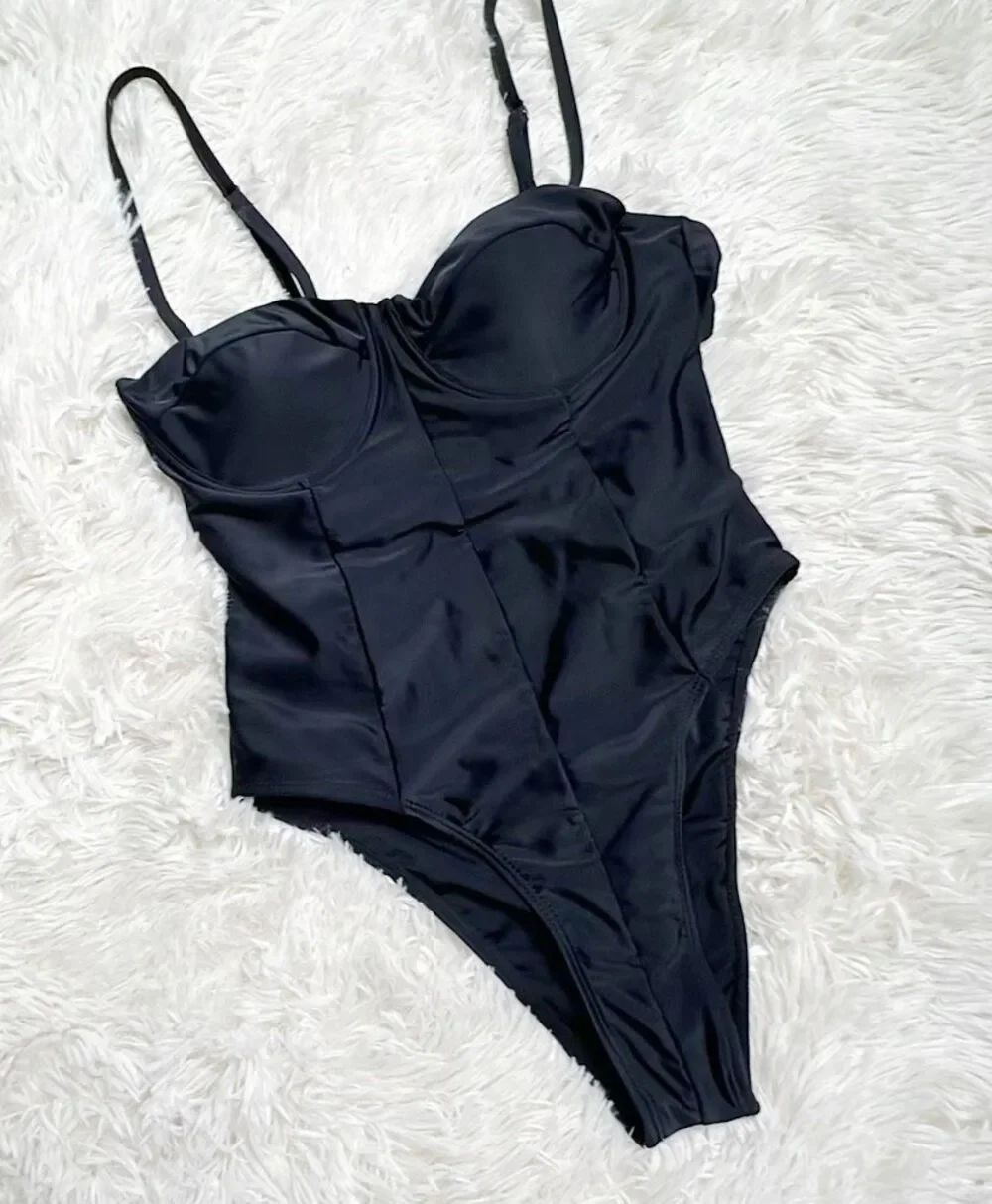 Floralkini Black Underwired One Piece Swimsuit Size Medium Nwt — image 2 of 6